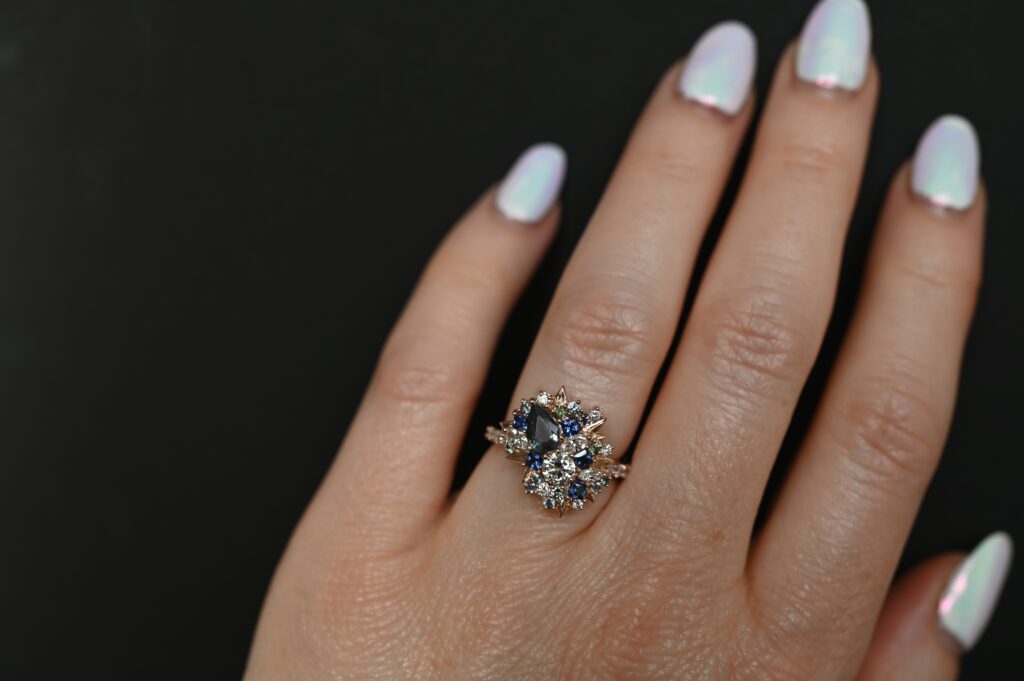 Ladies Custom Design Marquise Diamond Engagement Ring